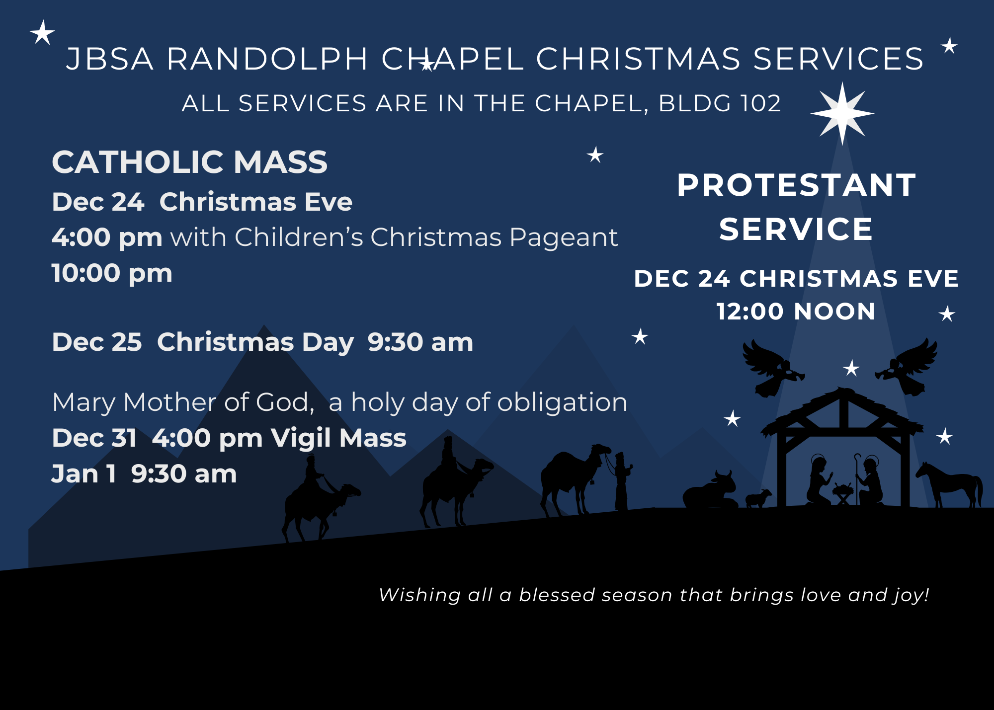 JBSA-RND HOLIDAY WORSHIP SCHEDULE 2025